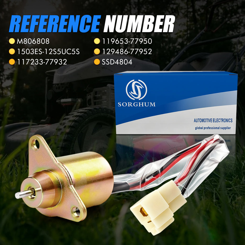 Sorghum 119653-77950 Fuel Shut Off Solenoid Fit for Yanmar 3TNE84 3TNE88 4TNE84