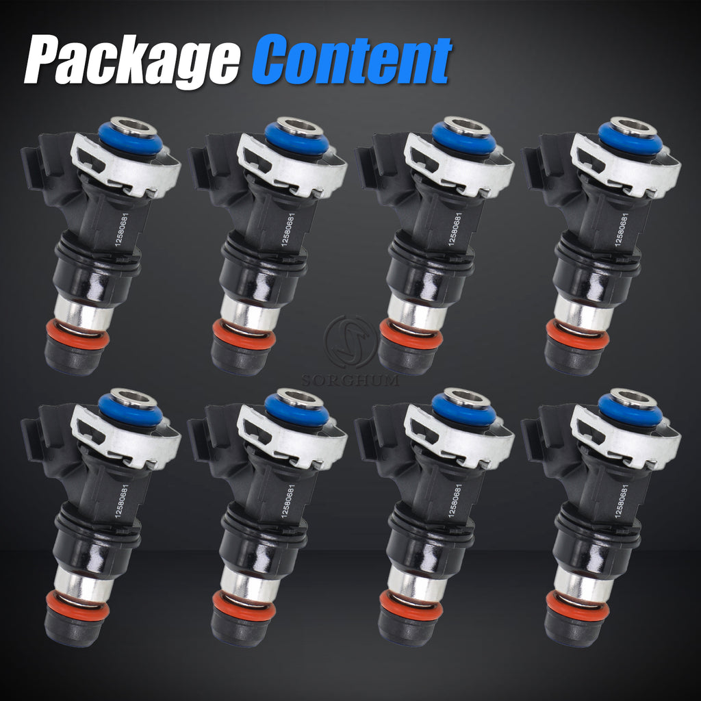 Sorghum 12580681 Fuel Injectors Set of 8 Fit for Chevy Silverado 1500 2500HD 3500 HD 2007 2008 2009 Tahoe Express 2500 3500 Suburban Colorado GMC Sierra Yukon Envoy Canyon Savana