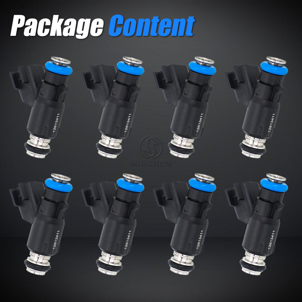 Sorghum 12613411 Fuel Injectors Set of 8 Fit for Chevrolet Silverado 1500 2010 2011 2012 2013 Tahoe Colorado Avalanche Express Suburban 1500 GMC Sierra 1500 Yukon Canyon Savana