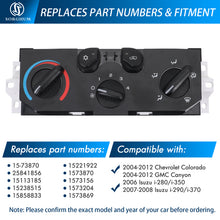 Load image into Gallery viewer, Sorghum 15858833 Air Conditioning Panel Control Switch Fit for Chevrolet Colorado 2004-2012 GMC Canyon 2004-2012 Isuzu i-280
