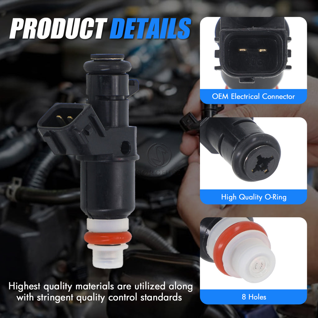 Sorghum 16450-RCA-A01 Fuel Injectors Set of 6 Fit for Honda Accord 2003-2007 Odyssey 2005-2017 Pilot 2005-2011 Ridgeline 2006-2014 Acura MDX TL ILX 2006-2014