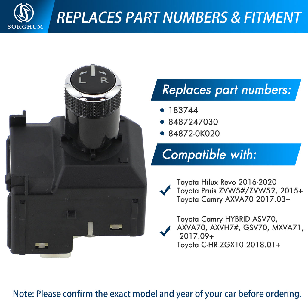 Sorghum 183744 Mirror Switch Fit for Toyota Hilux Revo 2016-2020