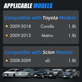 Sorghum 23209-39145 Fuel Injectors Set of 4 Fit for Toyota 2009-2018 Corolla 1.8L Toyota 2009-2013 Matrix 1.8L