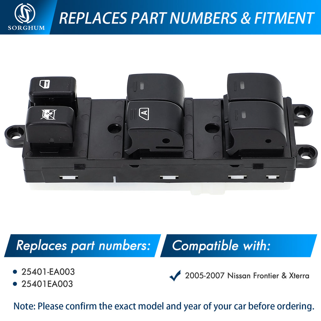 Sorghum 25401-EA003 Master Power Window Switch Fit for 2005-2007 Nissan Frontier Xterra