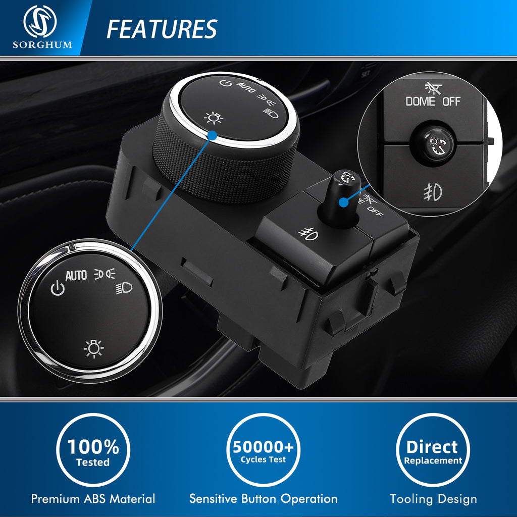 Sorghum 25858705 Headlight Head lamp Switch Fit for 2007-2013 Chevrolet Avalanche 2007-2013 Chevrolet Silverado 1500 2500 3500