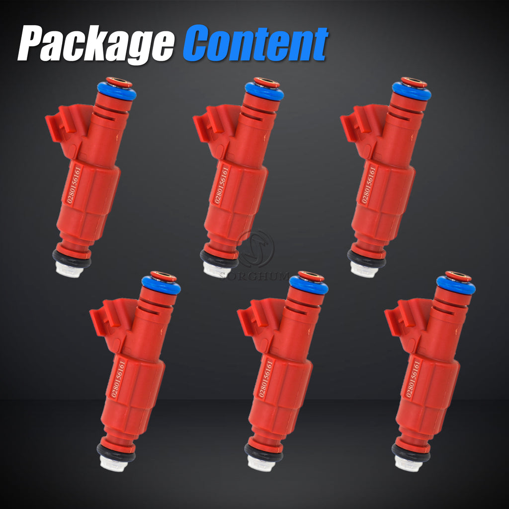 Sorghum 280156161 Fuel Injectors Set of 6 Fit for Jeep Grand Cherokee Wrangler TJ 1999-2004 Cherokee Liberty Ford Focus 2003-2007 Escape Mustang
