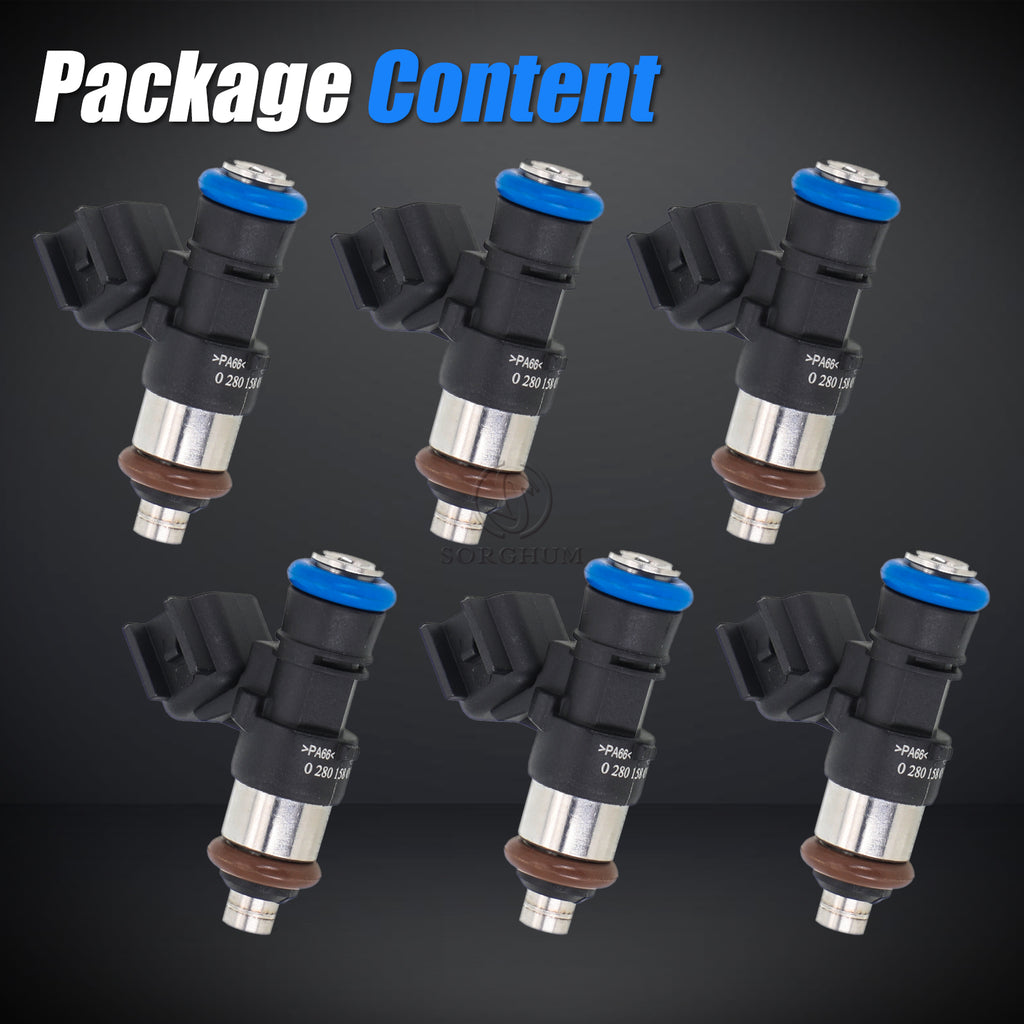 Sorghum 280158091 Fuel Injectors Set of 6 Fit for Ford Edge 2007-2011 Flex Fusion Taurus X Lincoln MKS MKT MKX MKZ Mazda 6 CX-9 V6 3.5 3.7L