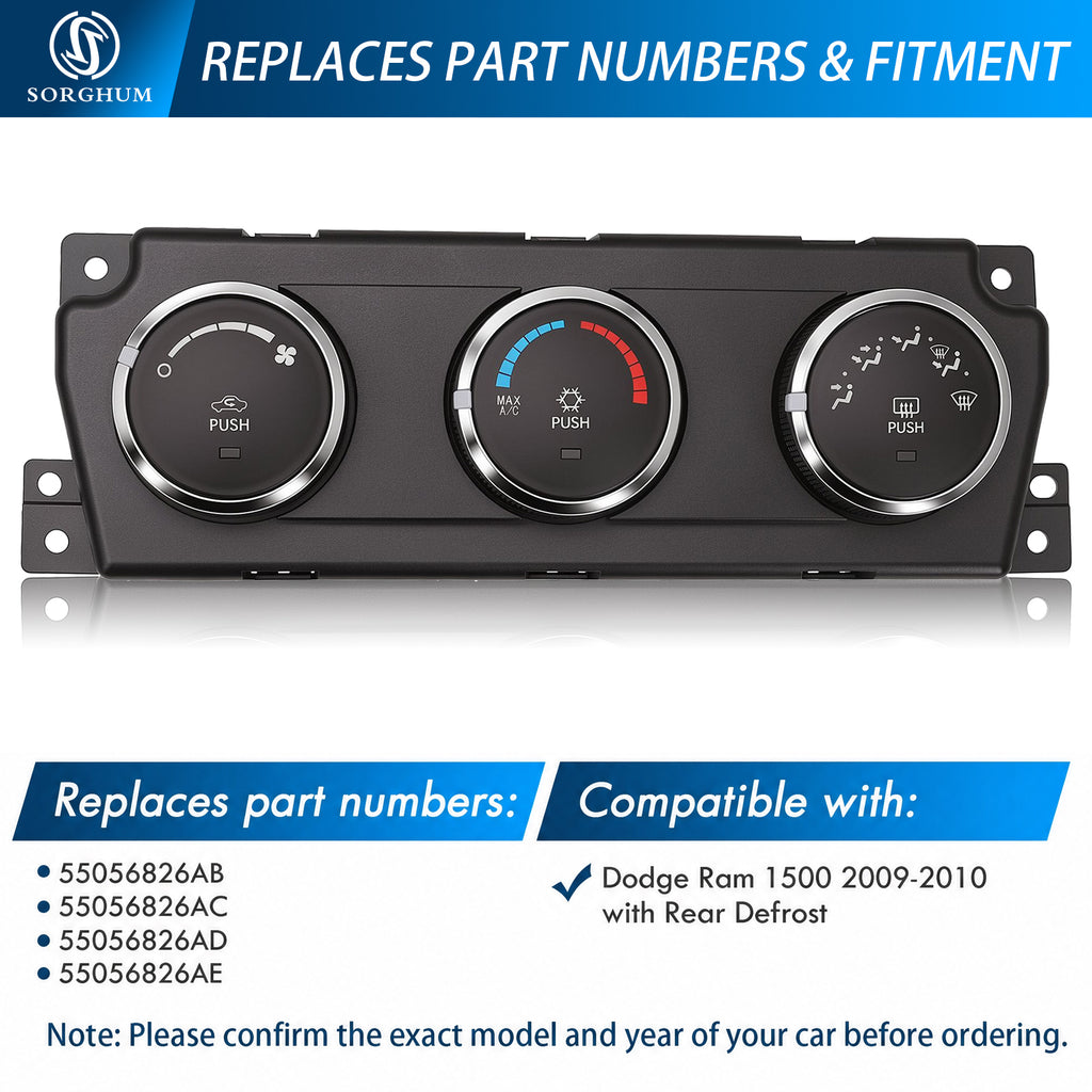 Sorghum 55056826AB Air Conditioning Panel Control Switch Fit for Dodge RAM 1500 2009-2012