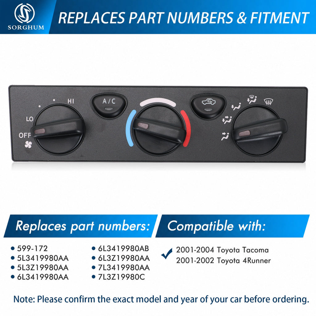 Sorghum 8865035121 Air Conditioning Panel Control Switch Fit for Toyota Tacoma 4Runner 2001-2004