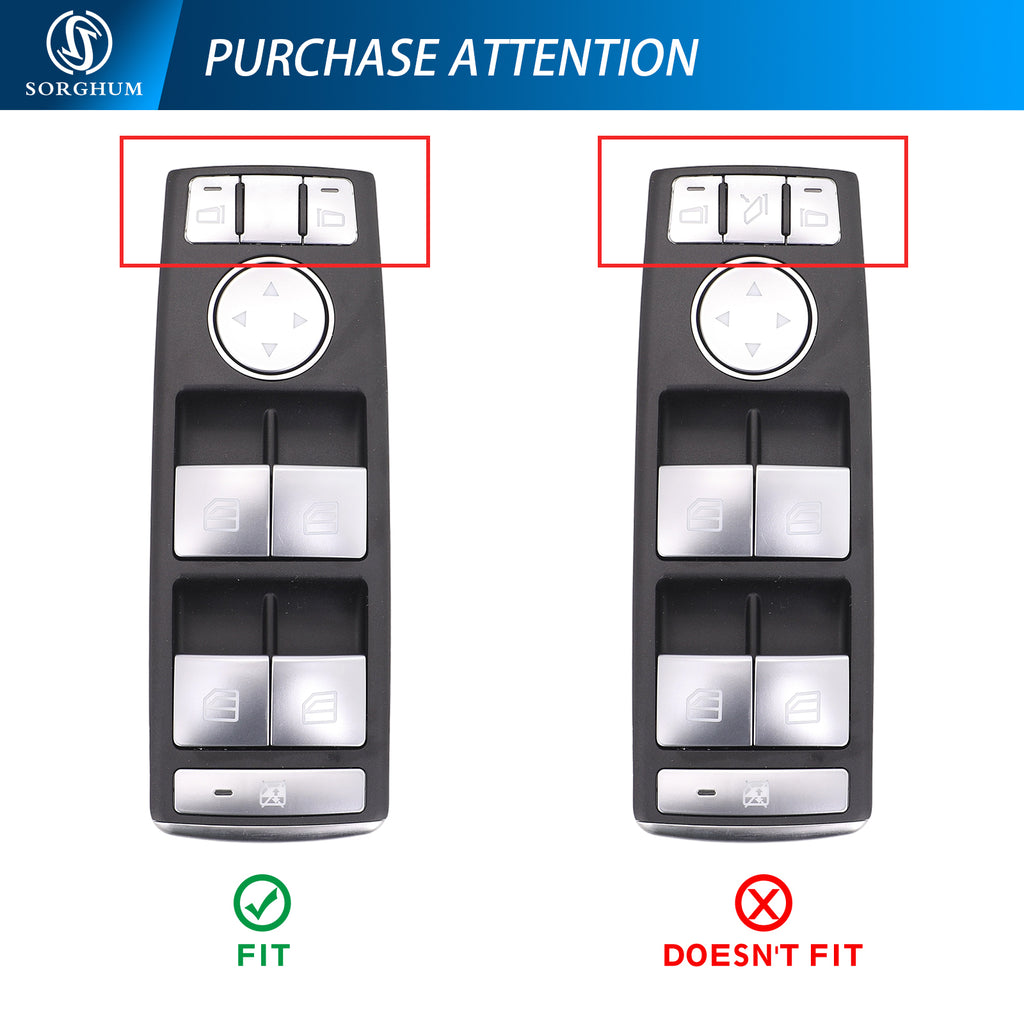 Sorghum A2049055302 Master Power Window Switch Silver Trim for Mercedes Benz C230 C250 C280 C300 350