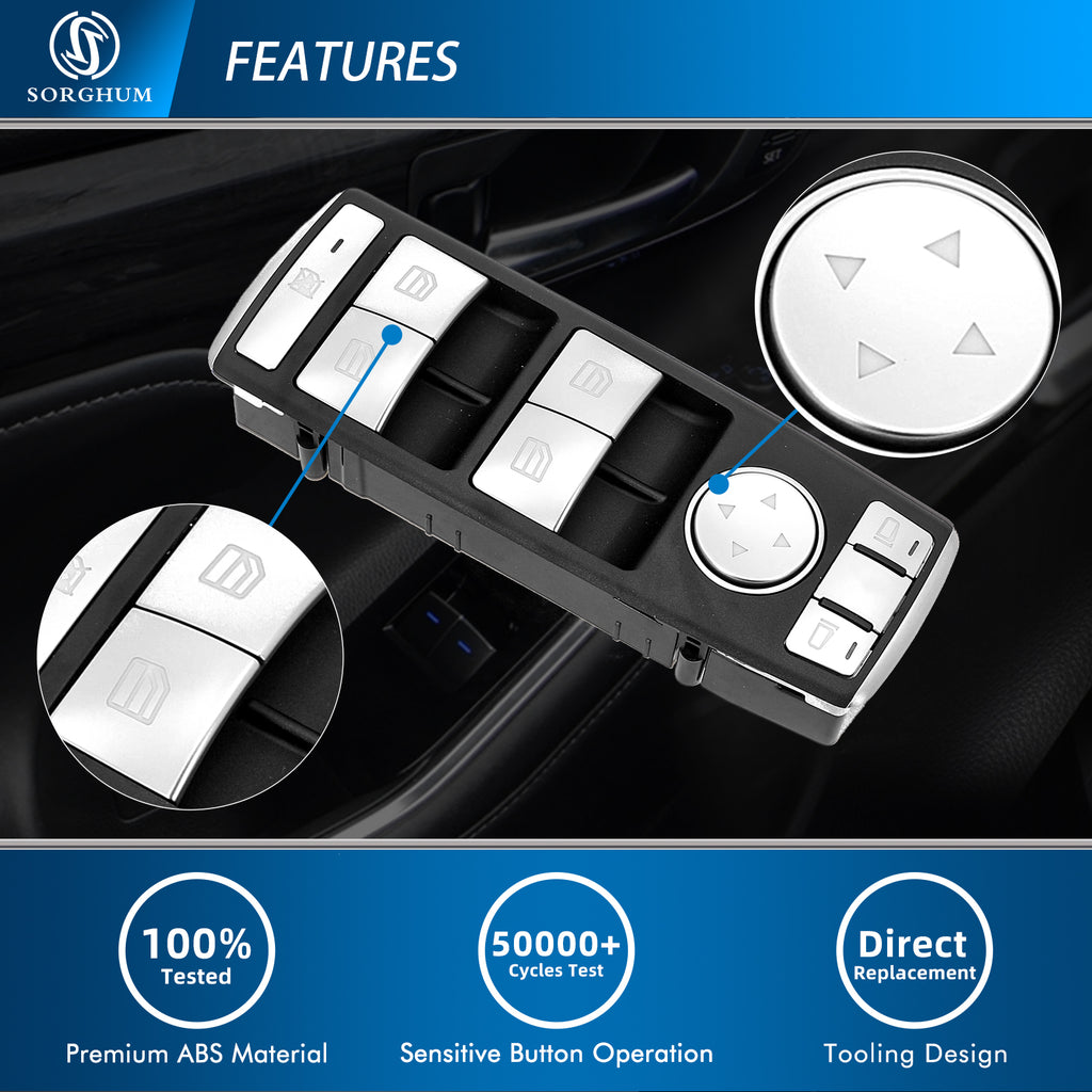Sorghum A2049055302 Master Power Window Switch Silver Trim for Mercedes Benz C230 C250 C280 C300 350