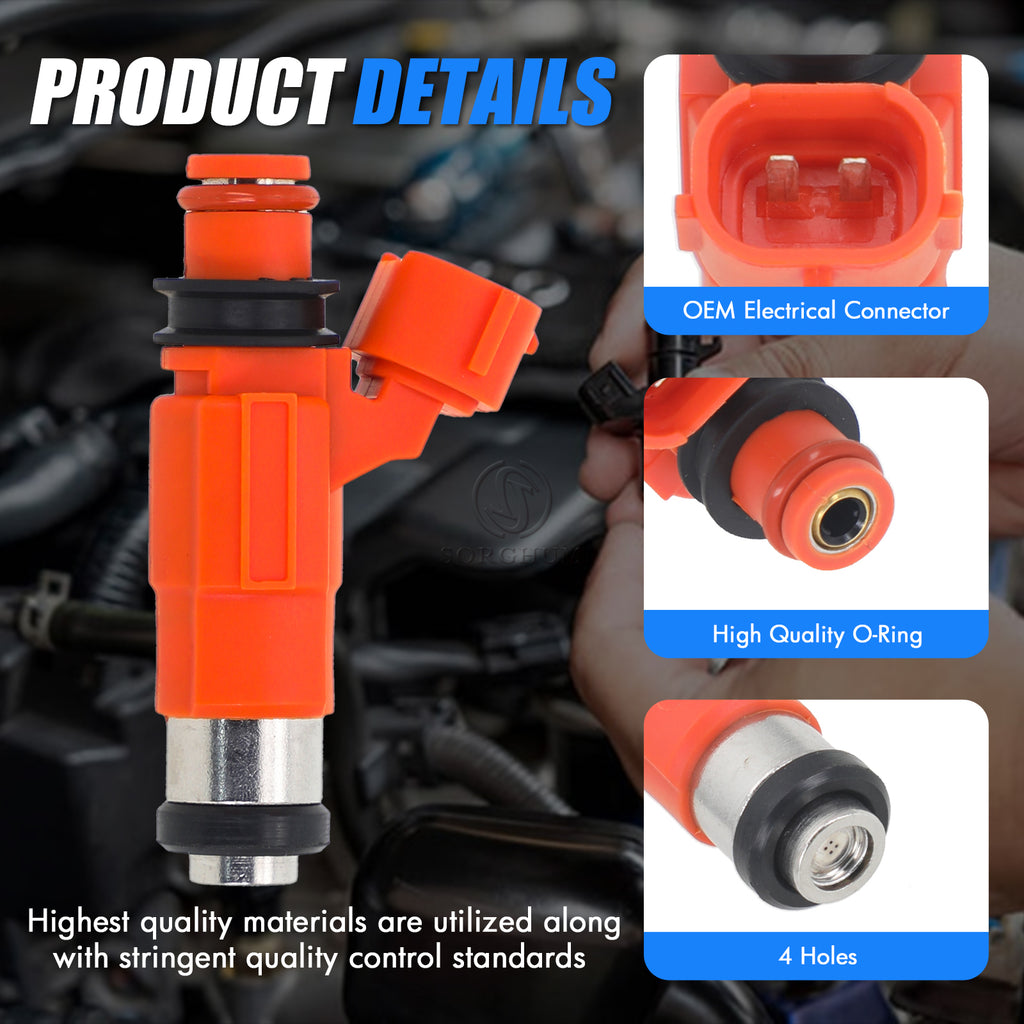 Sorghum CDH210 Fuel Injectors Set of 4 Fit for Yamaha Outboard 115HP 2000-2015 Mitsubishi Galant Eclipse Mirage Chevrolet Tracker Chrysler Sebring Dodge Stratus