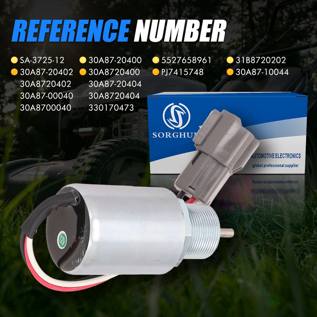 Sorghum SA-3725-12 Fuel Shut Off Solenoid Fit for Mitsubishi S3L, S3L2 S4L, S4L-2, S4L2